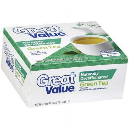 Great Value Naturally Decaffeinated Green Tea Tea Bags, 40 ct