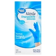 Great Value Nitrile Disposable Gloves, One Size, 100 Count