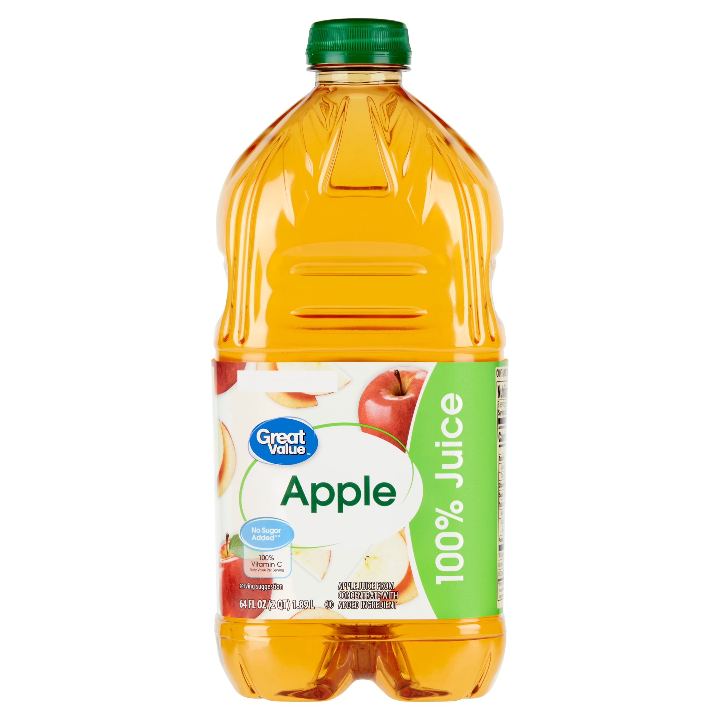 Great Value No Added Sweeteners 100% Apple Juice, 64 fl oz