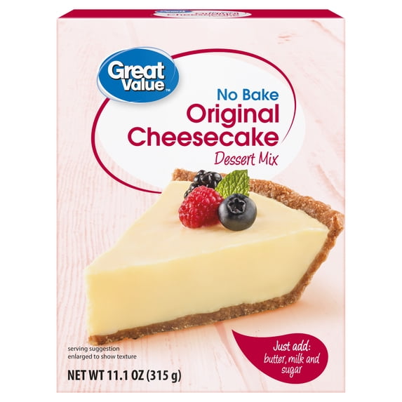 Great Value No Bake Dessert Mix, Original Cheesecake, 11.1 oz