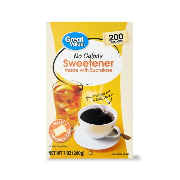 Great Value No Calorie Sweetener, 200 Count, 7 oz