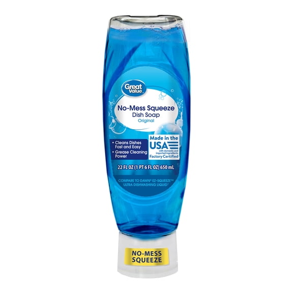 Great Value No Mess Dish Liquid, Original Scent, 22 fl oz