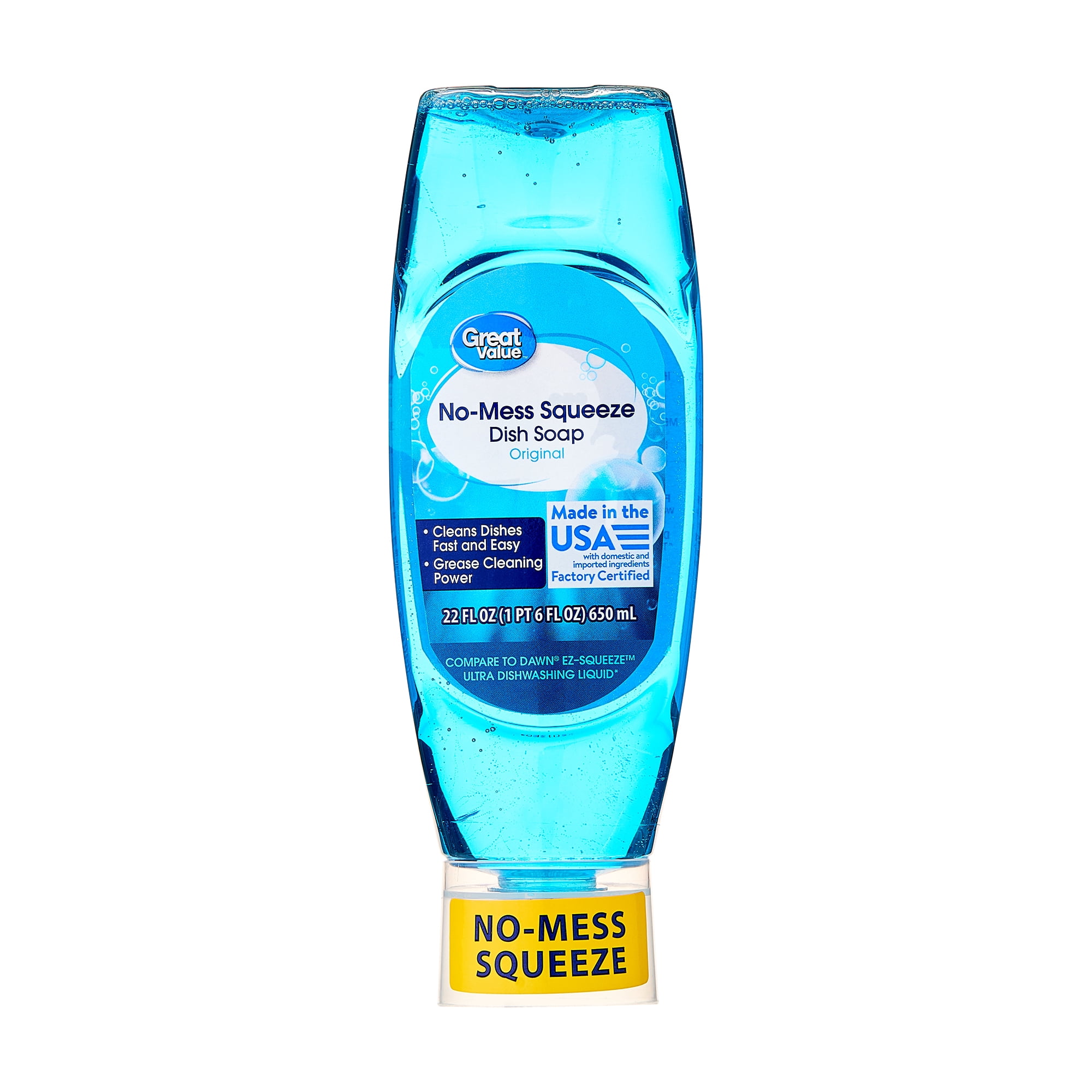 Great Value No-Mess Squeeze Dish Soap Liquid, Original Scent, 22