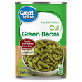 thumbnail image 1 of Great Value No Salt Added Cut Green Beans, 14.5 oz, 1 of 8