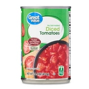 Great Value No Salt Added Diced Tomatoes, 14.5 oz