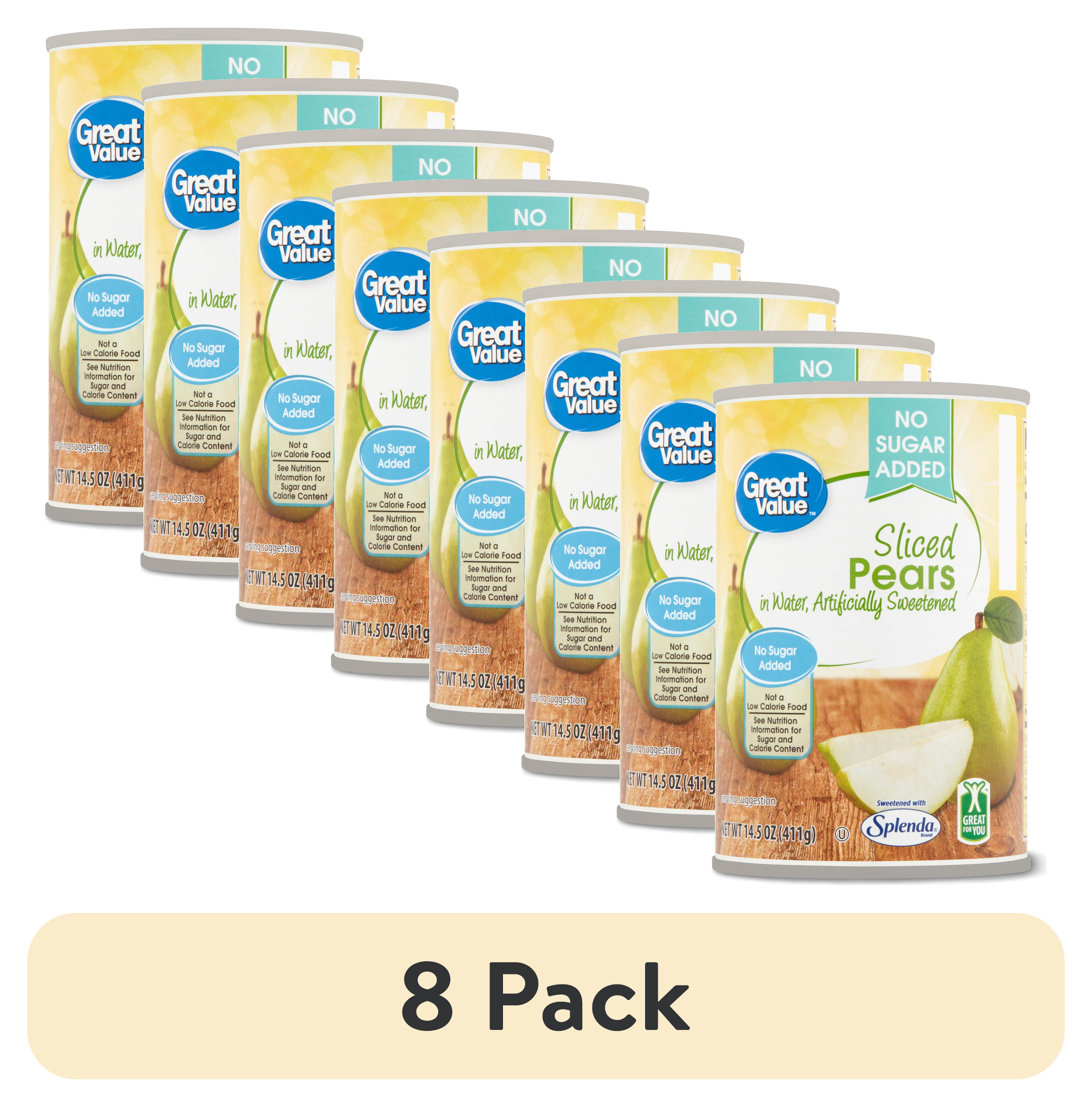 (8 pack) Great Value No Sugar Added Canned Sliced Pears, 14.5 oz ...