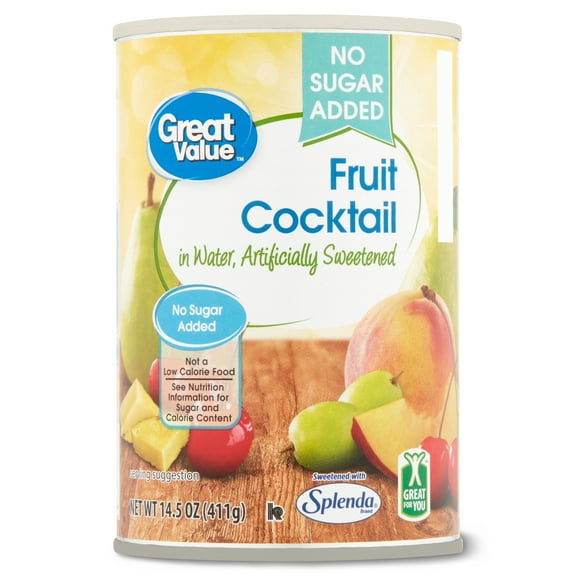 Great Value No Sugar Added Fruit Cocktail in Water, 14.5 oz