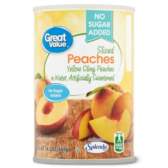 Great Value No Sugar Added Sliced Peaches, 14.5 oz