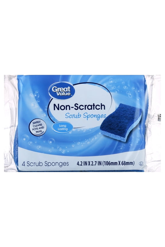 Non-Scratch Scrub Sponges, 4 Count