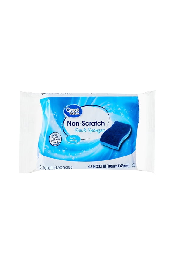 Non-Scratch Scrub Sponges, 8 Count