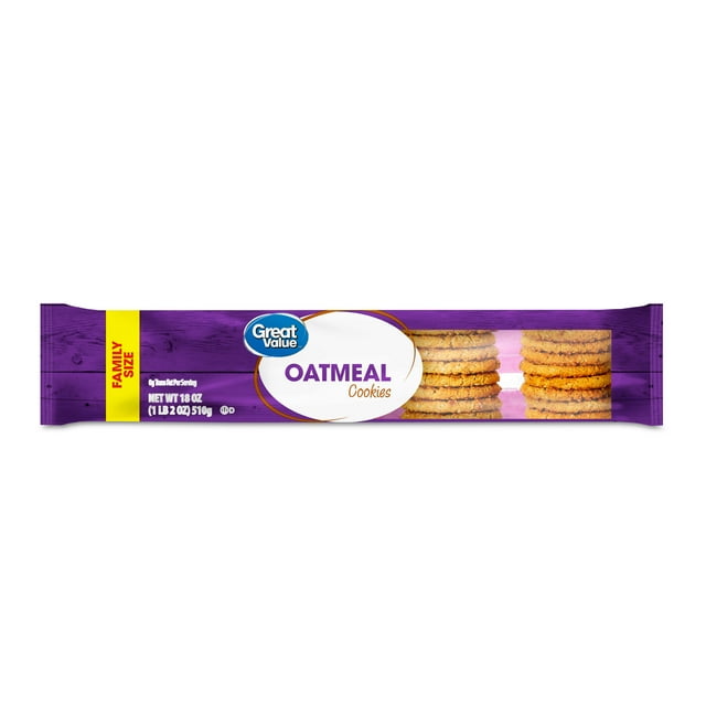Great Value Oatmeal Cookies, Family Size, 18 oz