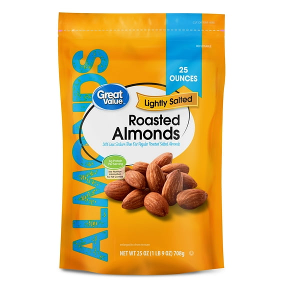 Great Value Oil Roasted Lightly Salted Almonds, 25 oz