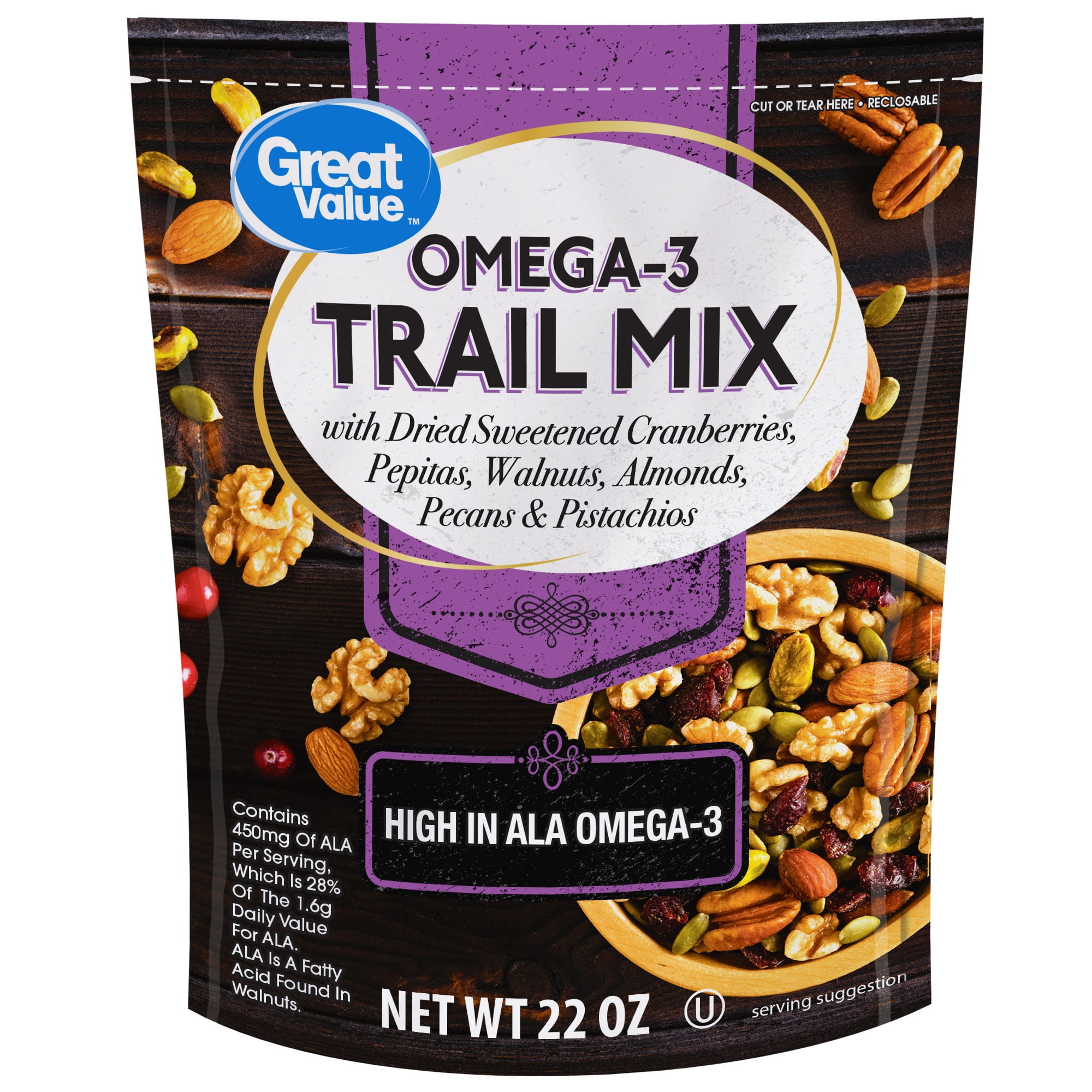 Great Value Omega3 Trail Mix, 22 oz