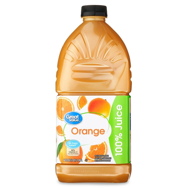 Great Value Orange 100 Juice, 64 fl oz