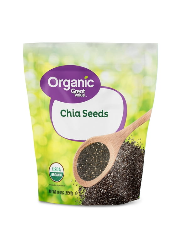 Great Value Organic Chia Seeds, 32 oz (907g) USDA Organic, Gluten-Free, No Nuts/Soy/Dairy