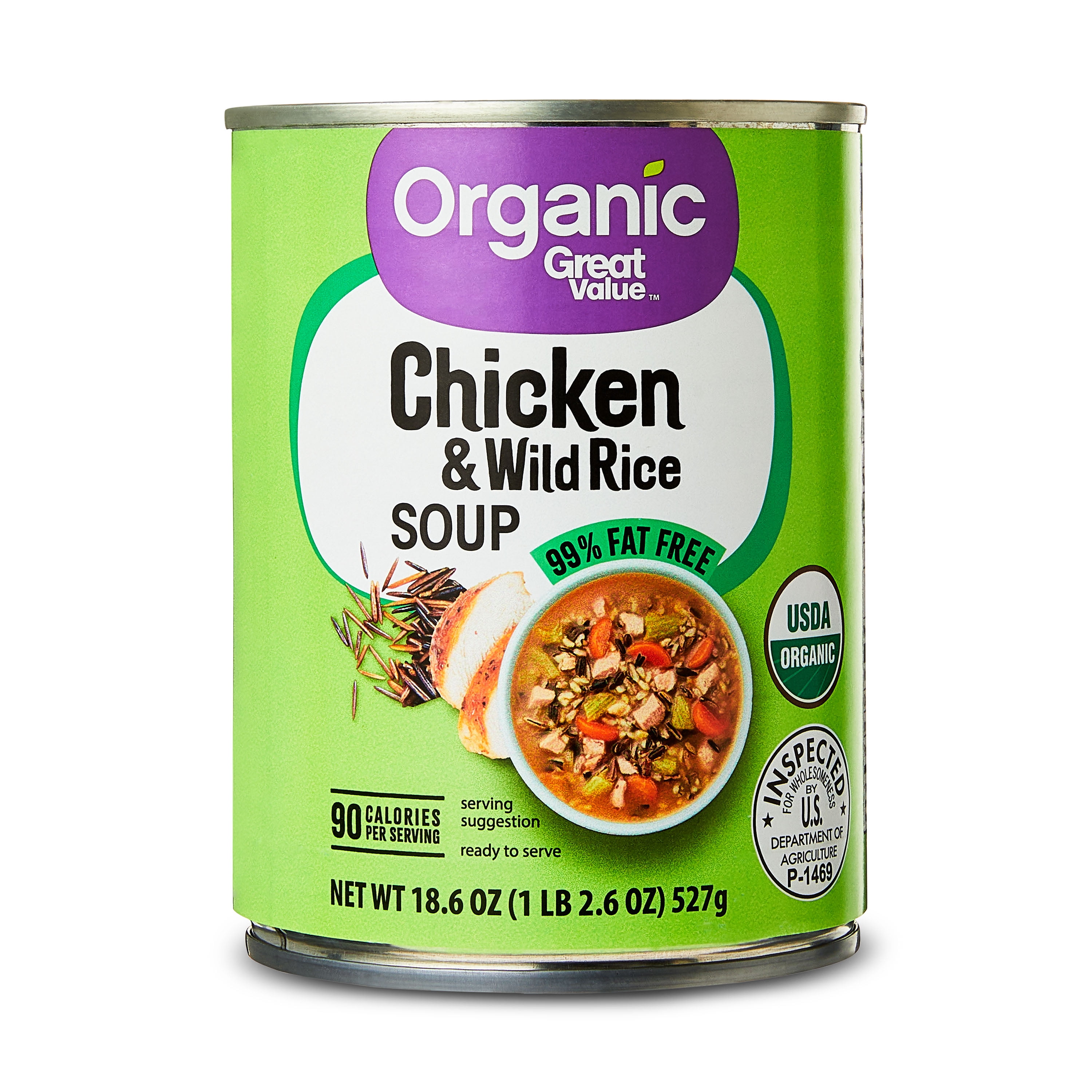 Great Value Organic Chicken & Wild Rice Soup, 18.6 oz Can
