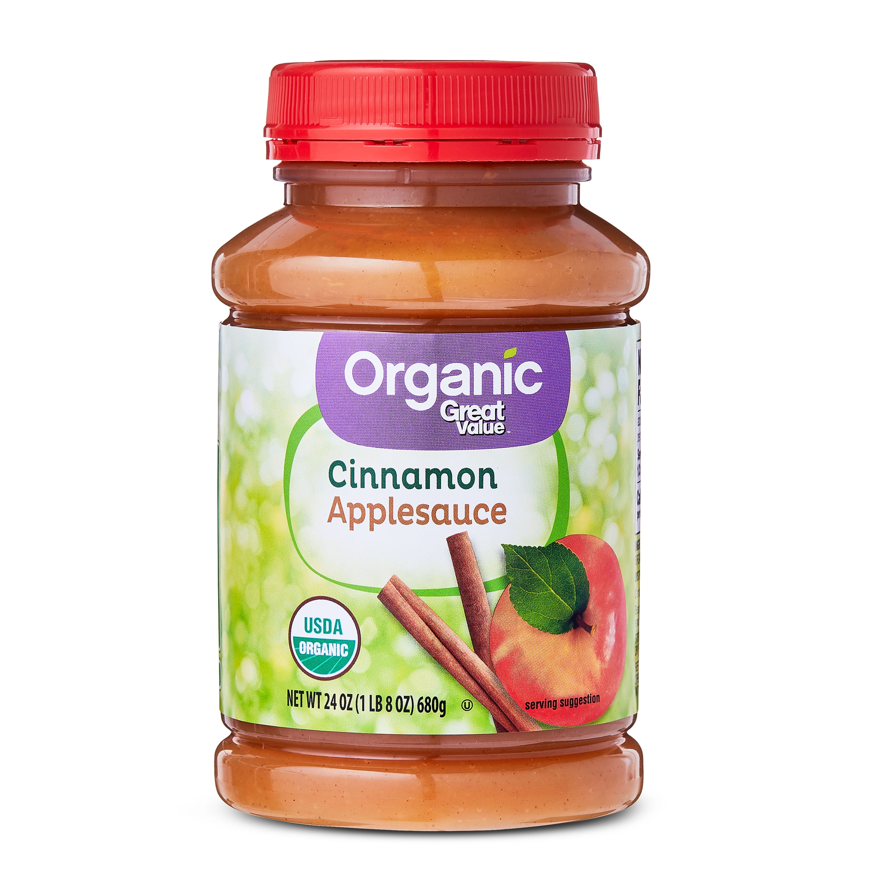 Great Value Organic Cinnamon Applesauce, 24 oz Jar