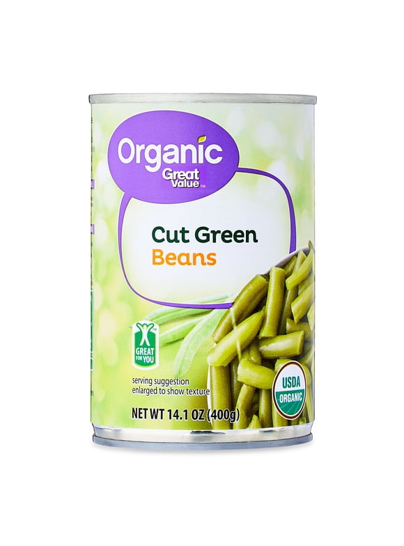 Great Value Organic Cut Green Beans, 14.1 oz Can