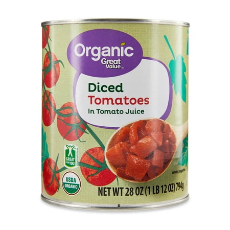Great Value Organic Diced Tomatoes in Tomato Juice, 28 oz