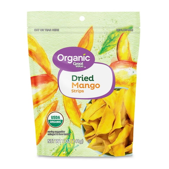 Great Value Organic Dried Mango Strips, 5 oz