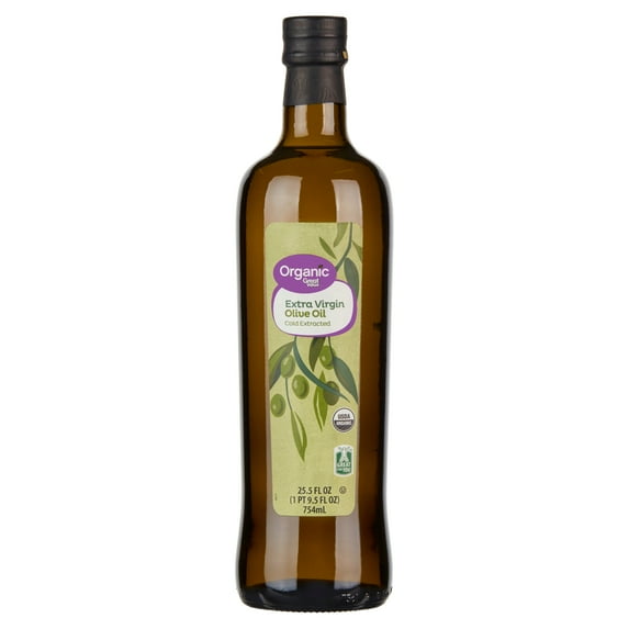 Great Value Organic Extra Virgin Olive Oil, 25.5 fl oz Glass Bottle
