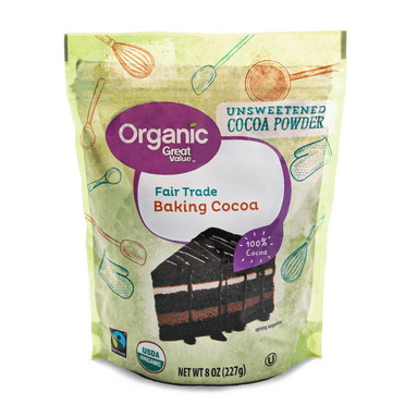 Great Value Organic Fair Trade Unsweetened Baking Cocoa, 8 oz (227g) – 100% Cocoa, Allergen-Free