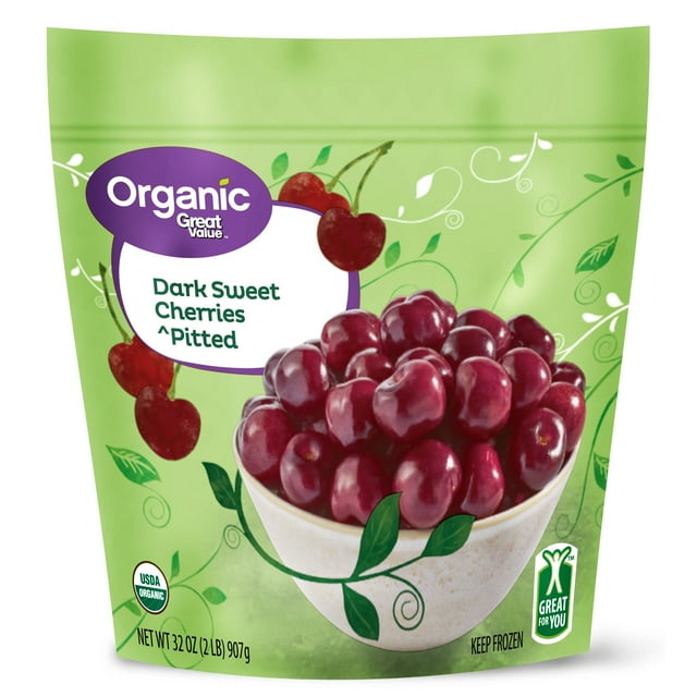 Great Value Organic Frozen Dark Sweet Cherries Pitted, 32 oz