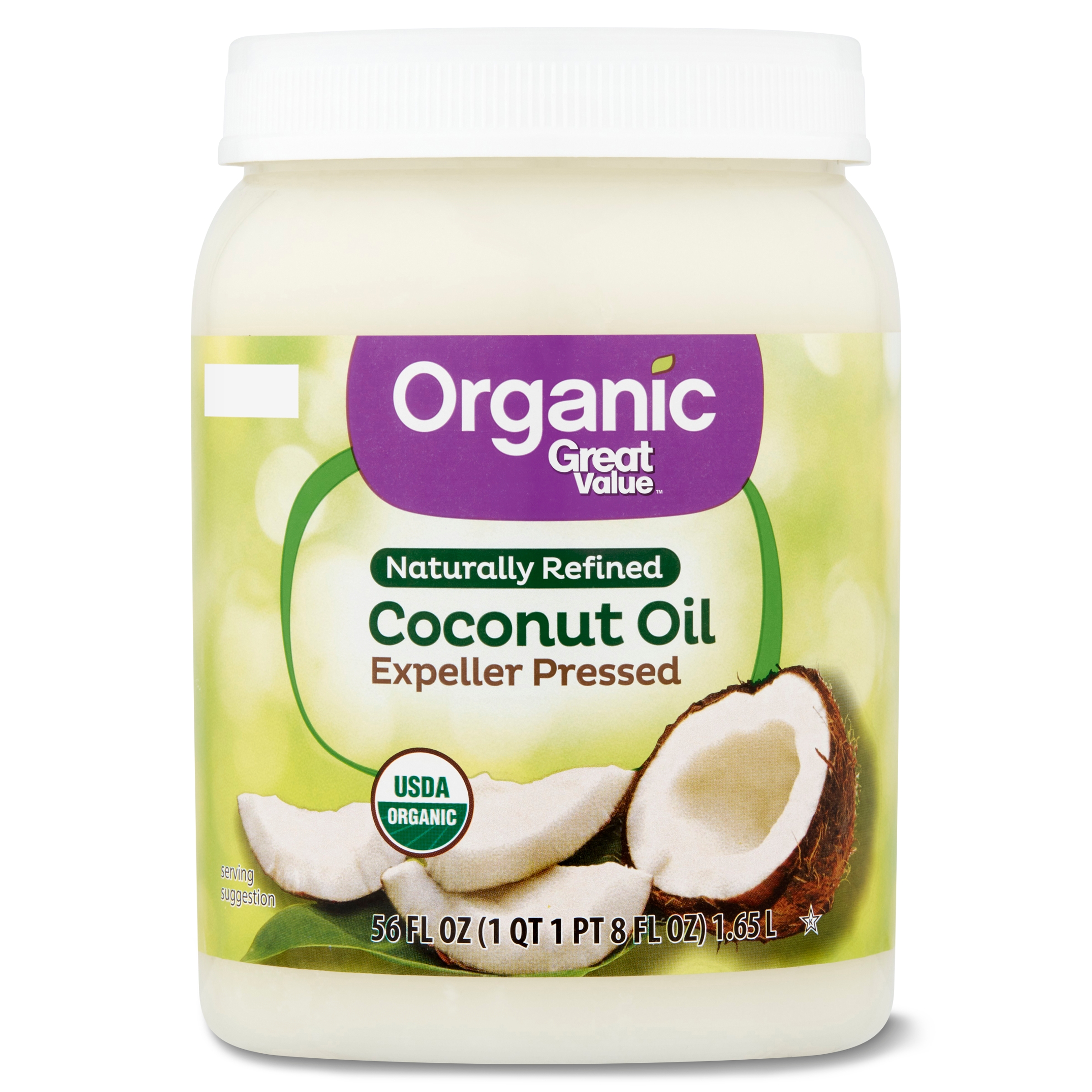 Great Value Organic Naturally Refined Coconut Oil, 56 fl oz - image 1 of 7