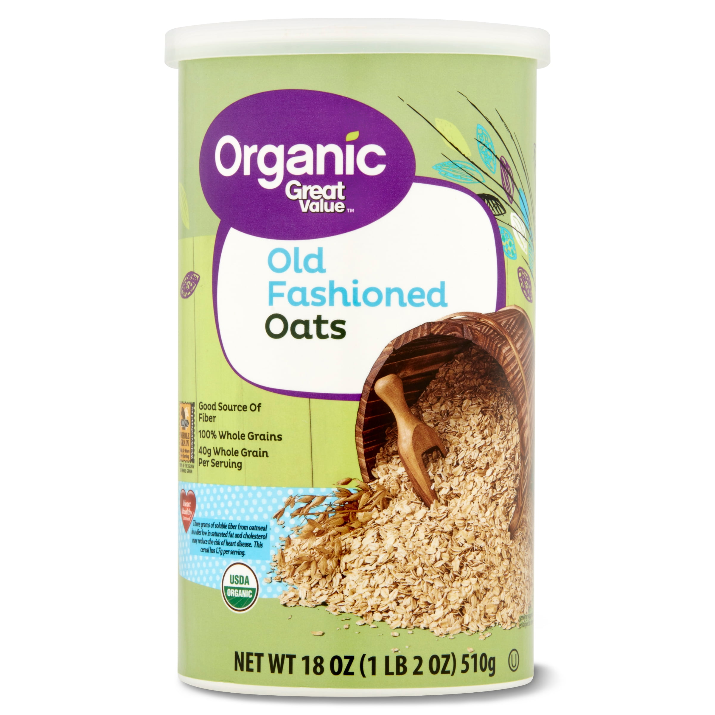 Great Value Organic Old Fashioned Oats 18oz - Walmart.com