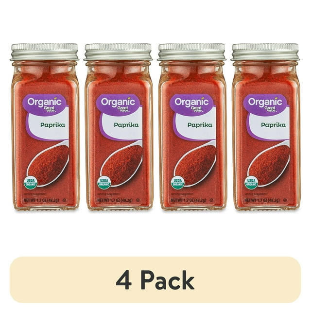  4 pack great value organic paprika 1 7 oz bottle walmart