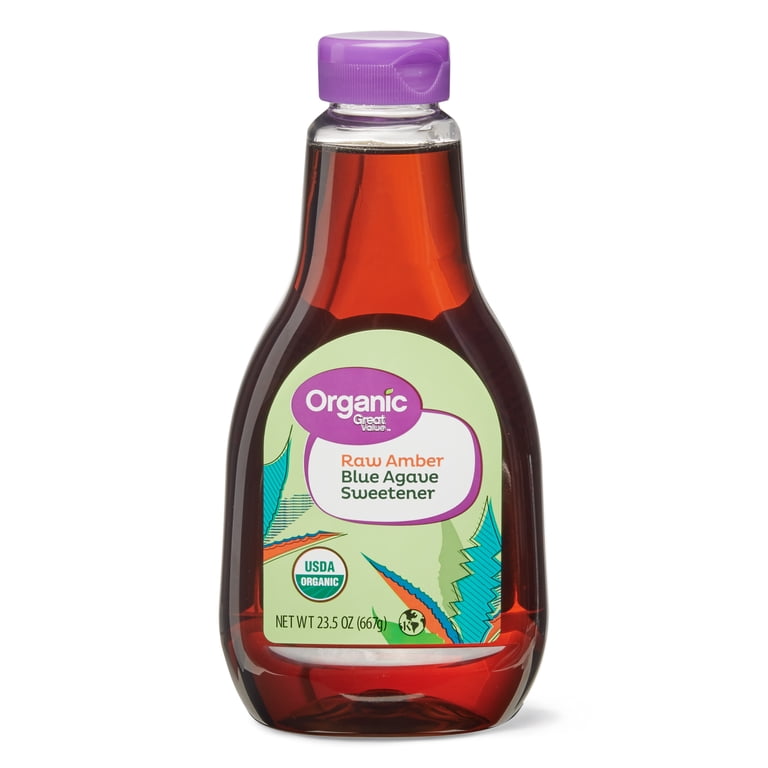 Great Value Organic Raw Amber Blue Agave Sweetener Sugar Substitute, 23.5  oz Bottle