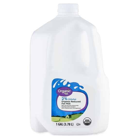 Great Value Organic Reduced Fat 2% Milk, 1 Gallon, 128 fl oz