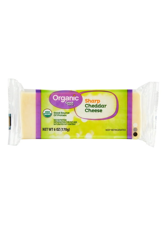 Great Value Organic Sharp Cheddar Cheese, 6 oz Vacuum Pack