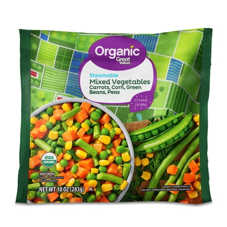 Great Value Organic Steamable Mixed Vegetables, 10 oz (Frozen)