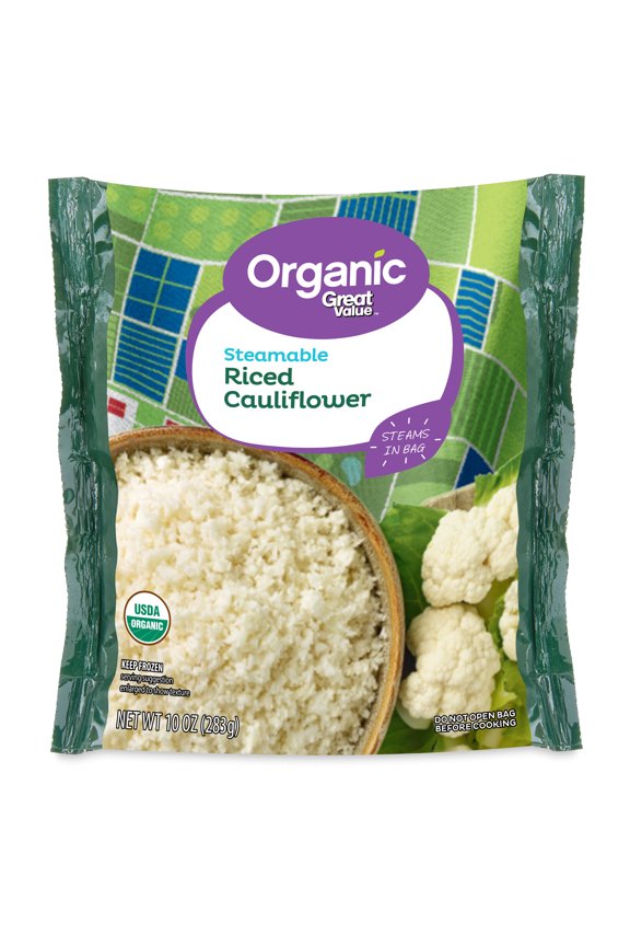 Organic Steamable Riced Cauliflower, 10 oz (Frozen)