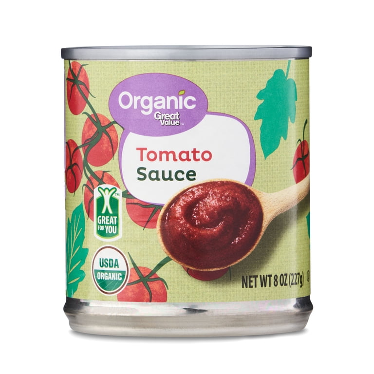Great Value Organic Tomato Sauce 8 oz Pure Tomato Puree