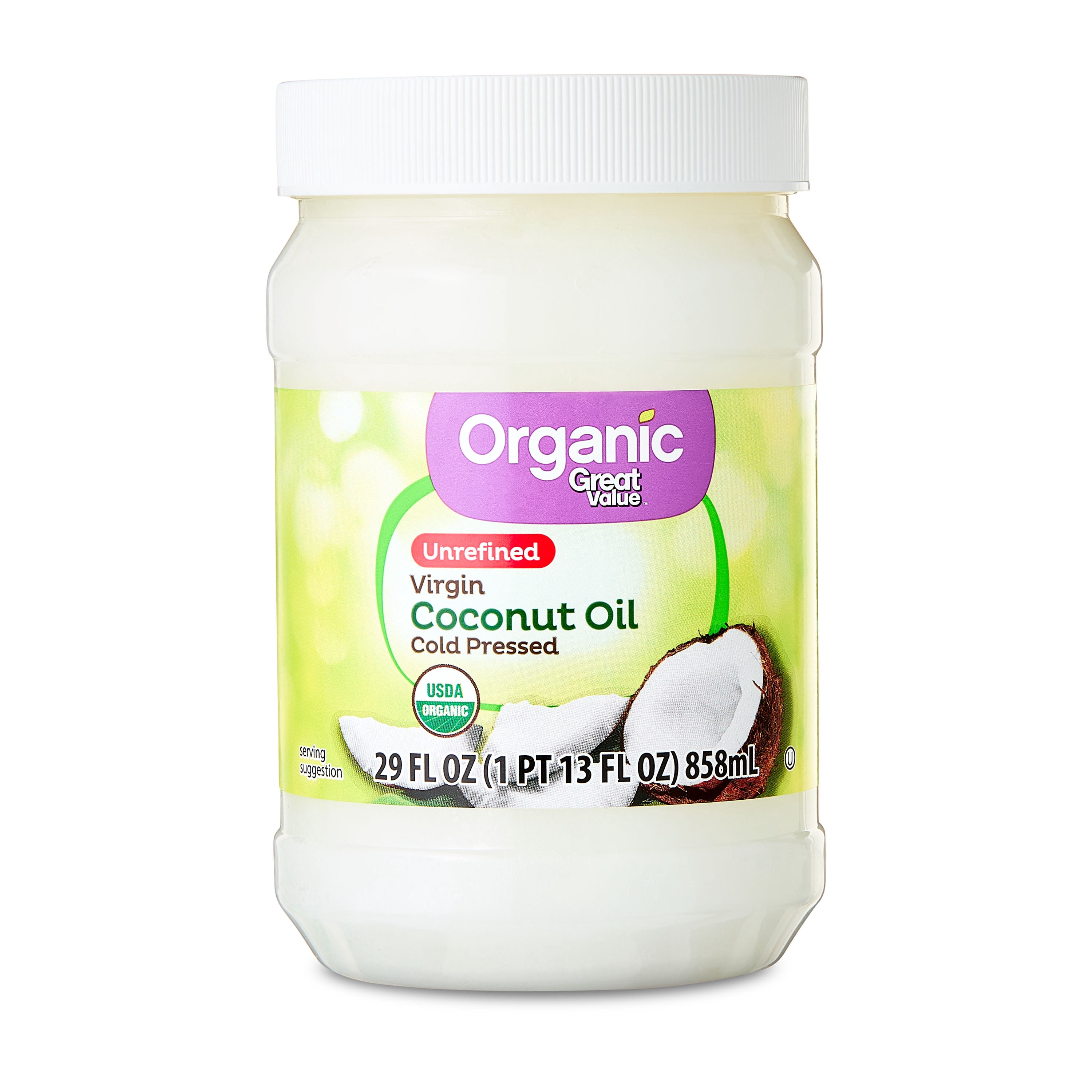 Great Value Organic Unrefined Virgin Coconut Oil, 29 fl oz