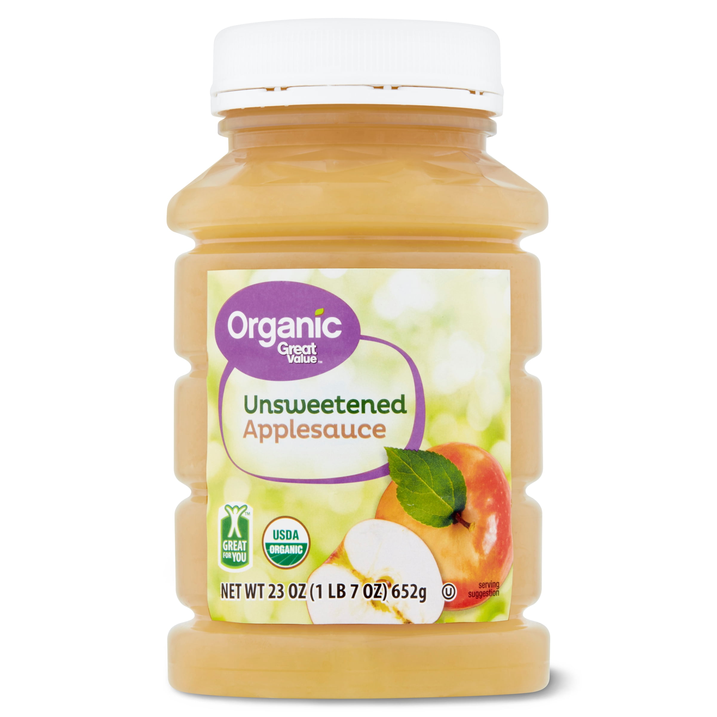 Great Value Organic Unsweetened Applesauce, 23oz Jar
