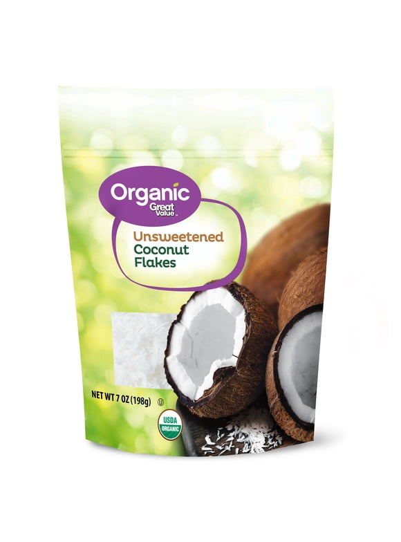 Great Value Organic Unsweetened Coconut Flakes, 7 oz (198g)