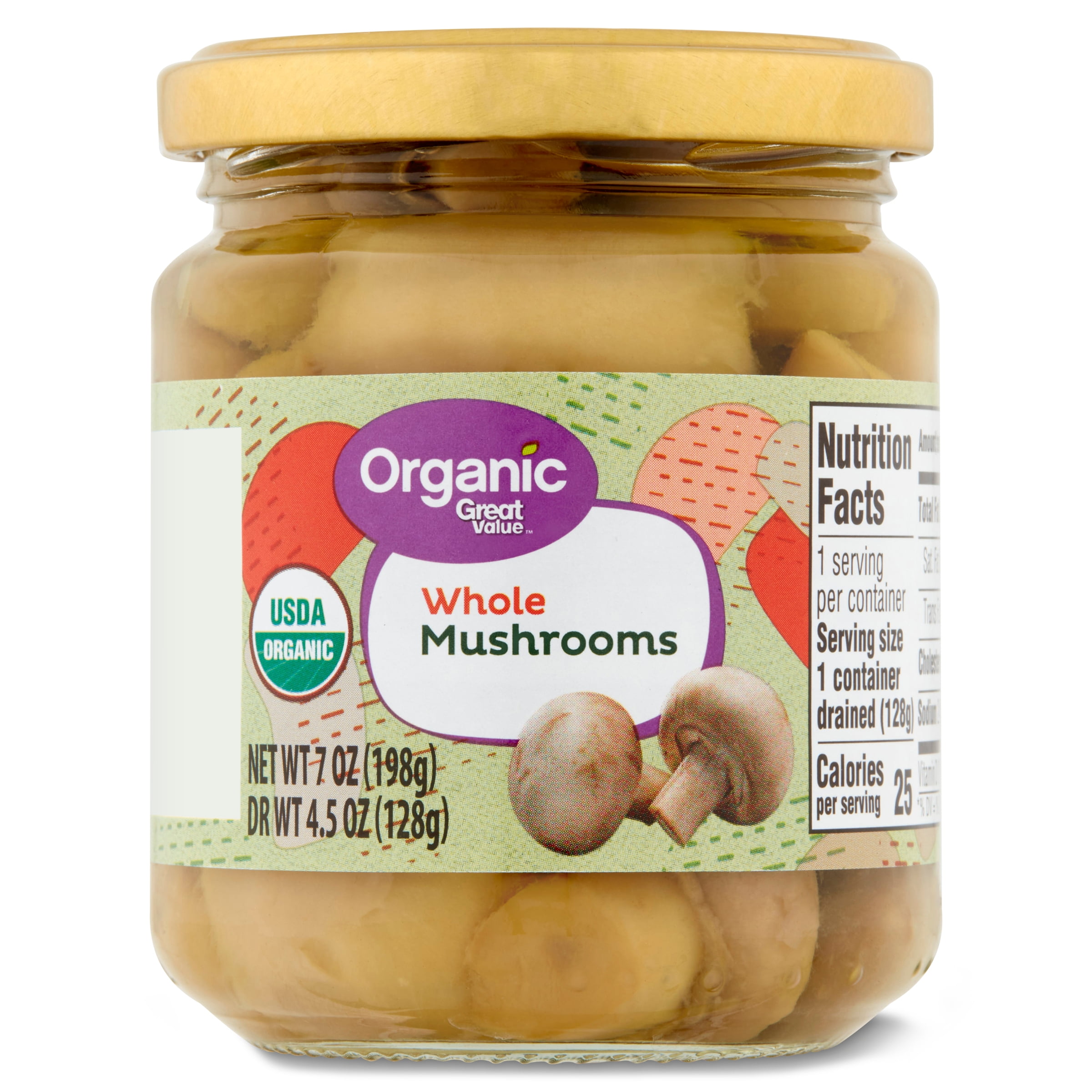 Great Value Sliced Mushrooms, 4.5 oz Jar