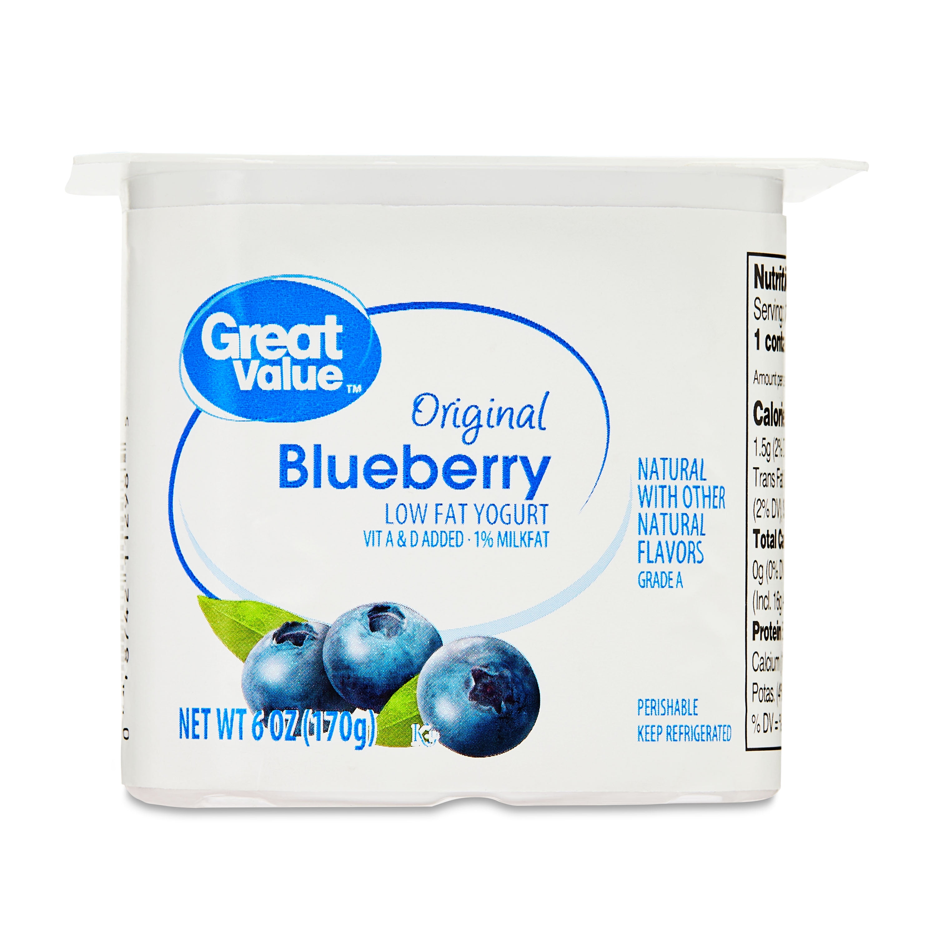 Great Value Original Blueberry Low-fat Yogurt, 6 oz