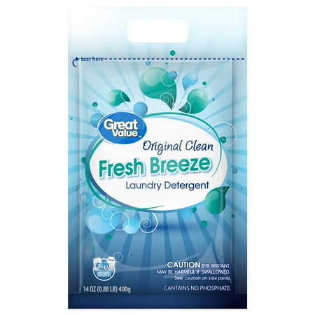 Great Value Original Clean Fresh Breeze Scent Powder Laundry Detergent, 400g