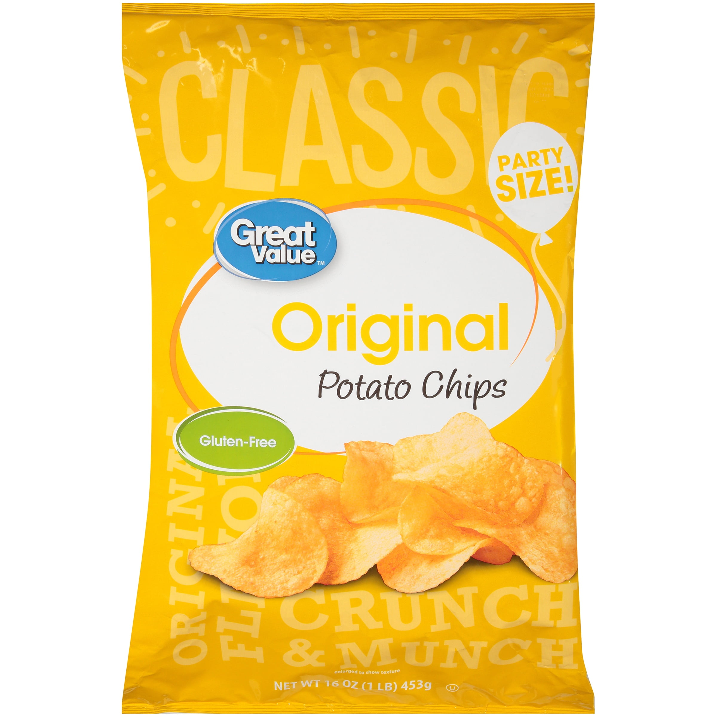 Great Value Original Flavor Potato Chips, 16 oz Bag
