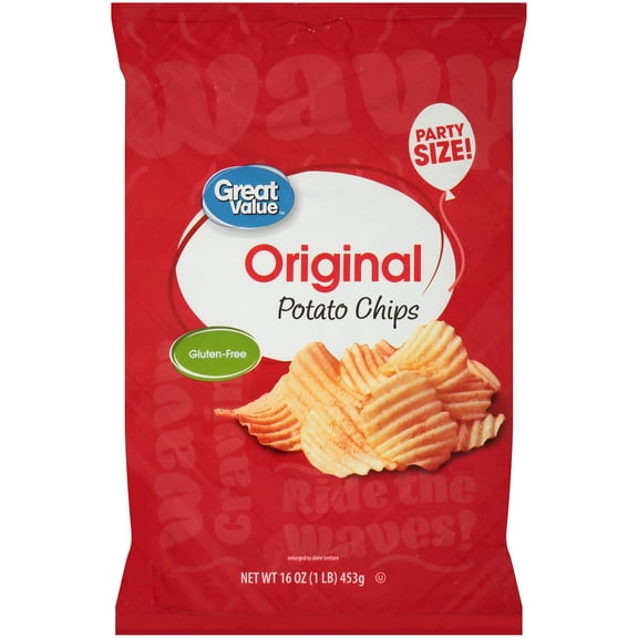 Great Value Original Flavor Potato Chips, 16 oz