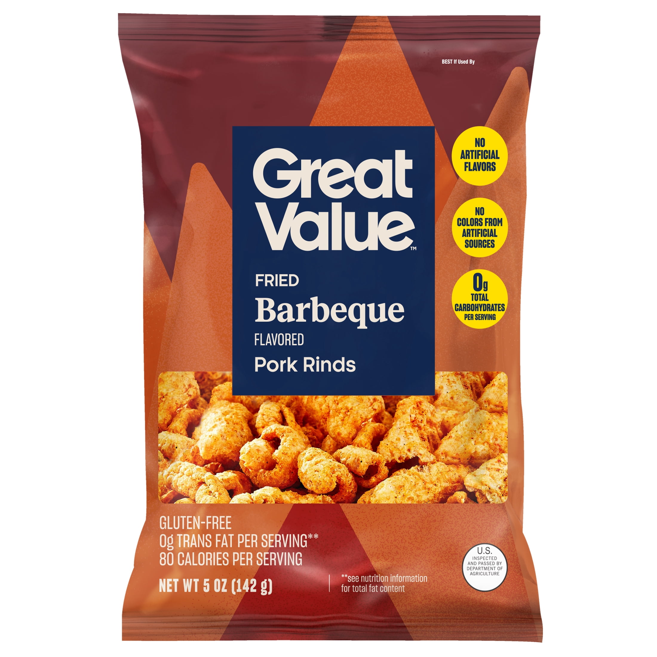 Great Value BBQ Flavored Chicharrónes Fried Pork Rinds, 5 oz Bag