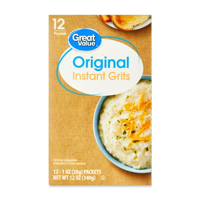 Great Value Original Instant Grits Packet, 1 oz, 12 Count