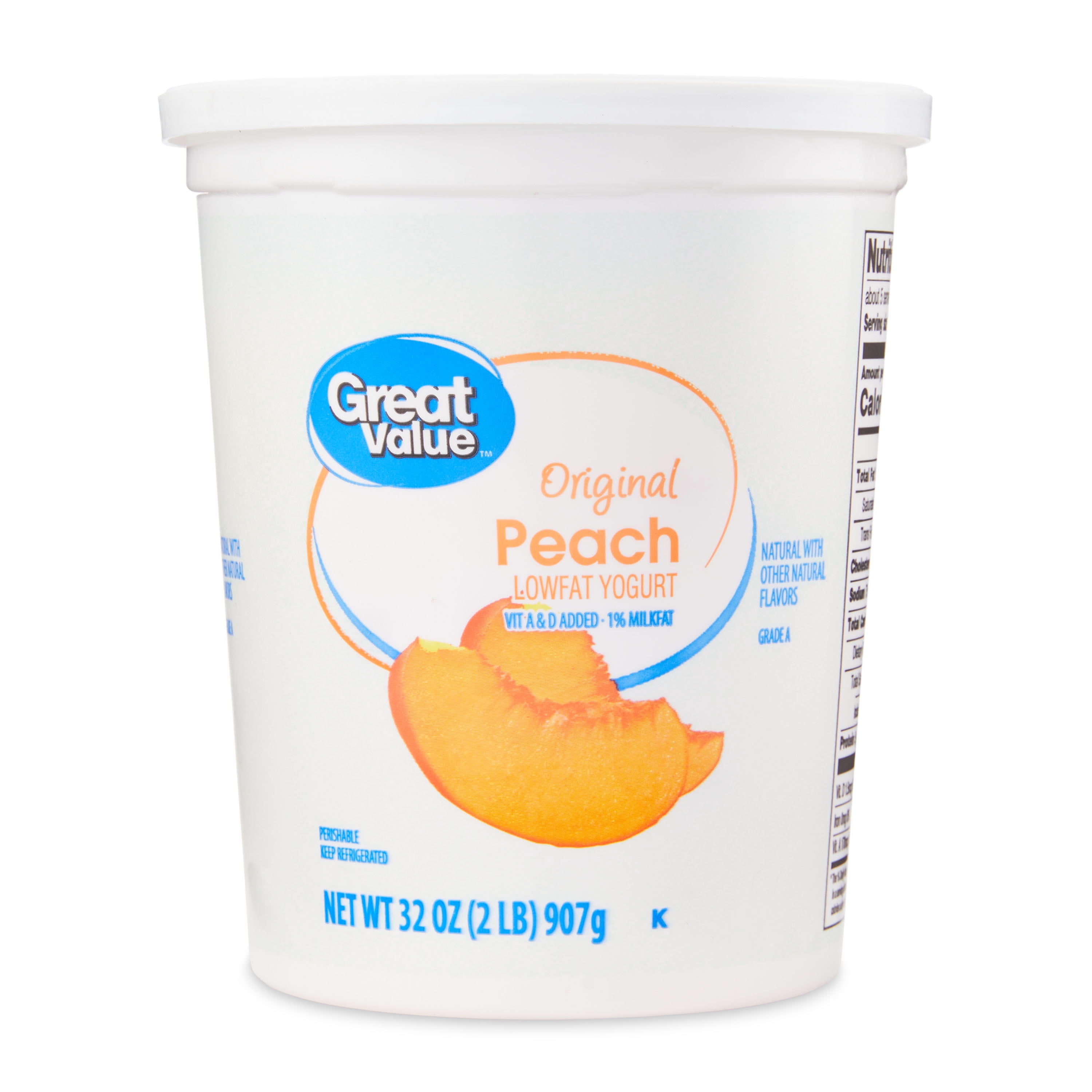 Great Value Original Peach Lowfat Yogurt, 32 oz