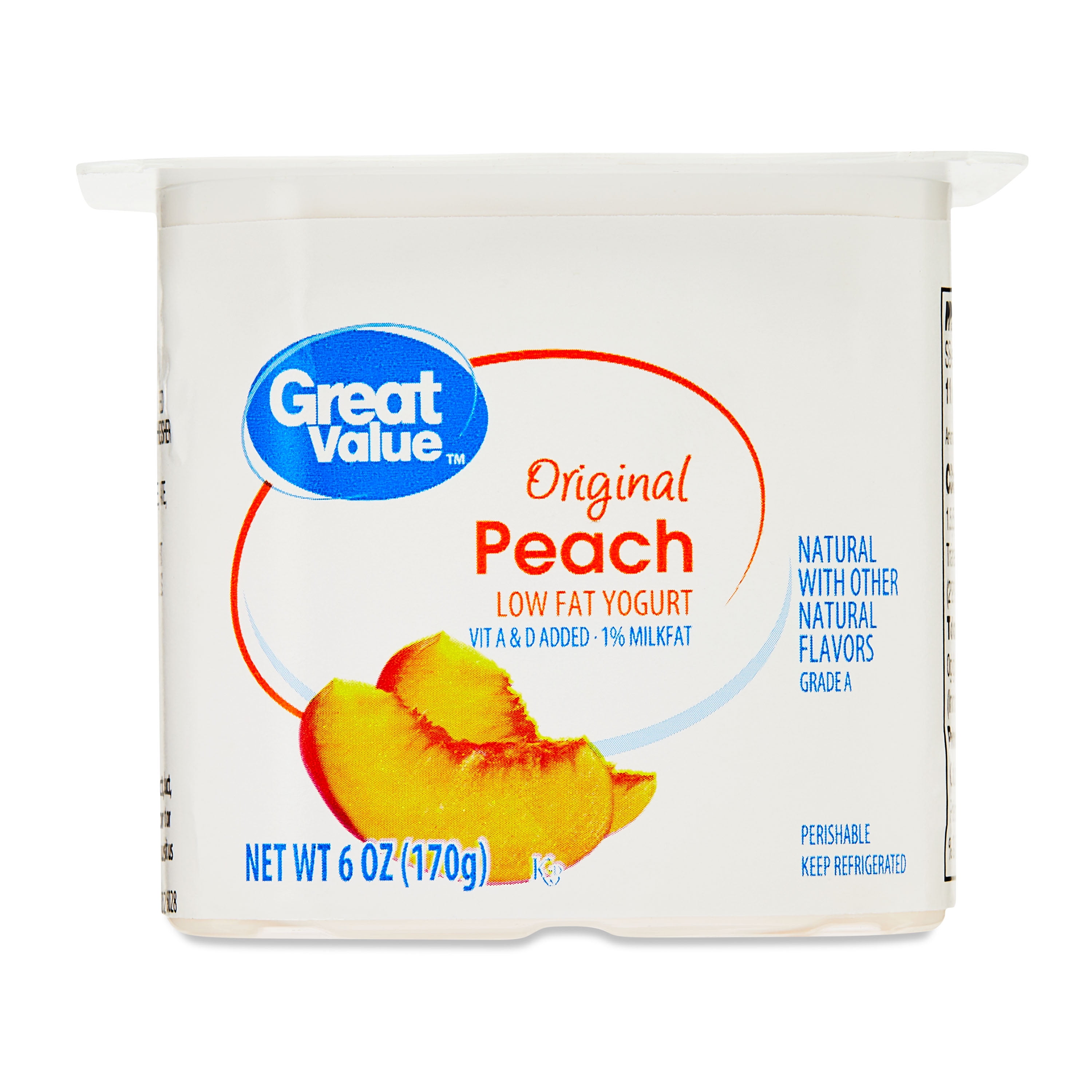 Great Value Original Peach Lowfat Yogurt, 5.3 oz
