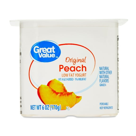 Great Value Original Peach Low-fat Yogurt, 6 oz