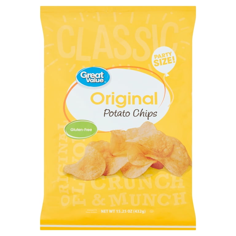 Great Value Original Potato Chips Party Size, 15.25 oz